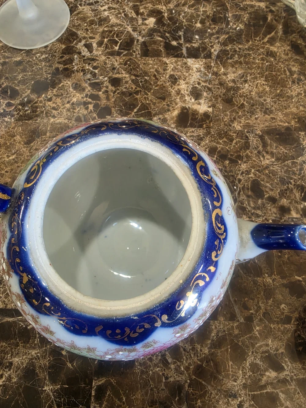 Source Unknown Blue and Multicolor Porcelain Decorative Teapot